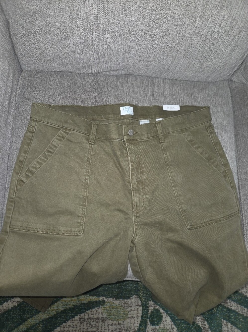 Time and Tru Olive Wide-Leg Utility Pants